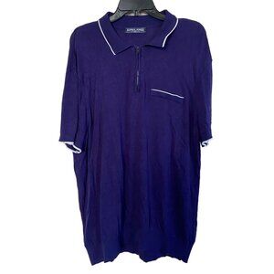PJ Paul Jones Men's Knit Polo Shirt Short Sleeve 2XL XXL Quarter Zip Navy Golf